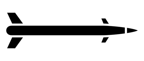 Rocket weapons. Rocket black silhouette icon. Vector illustration isolated on white background. - obrazy, fototapety, plakaty
