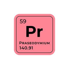 Praseodymium, chemical element of the periodic table graphic design