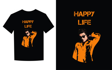 Happy life typography t-shirt design.