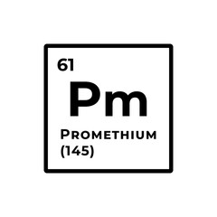 Promethium, chemical element of the periodic table graphic design