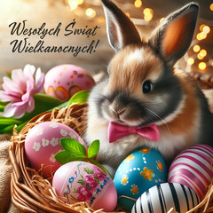 Kartka z życzeniami. Wesołych Świąt Wielkanocnych!	 - obrazy, fototapety, plakaty
