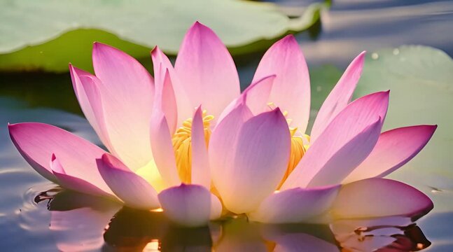 Relaxing Animation of Lotus Flower on Lake for Wallpaper