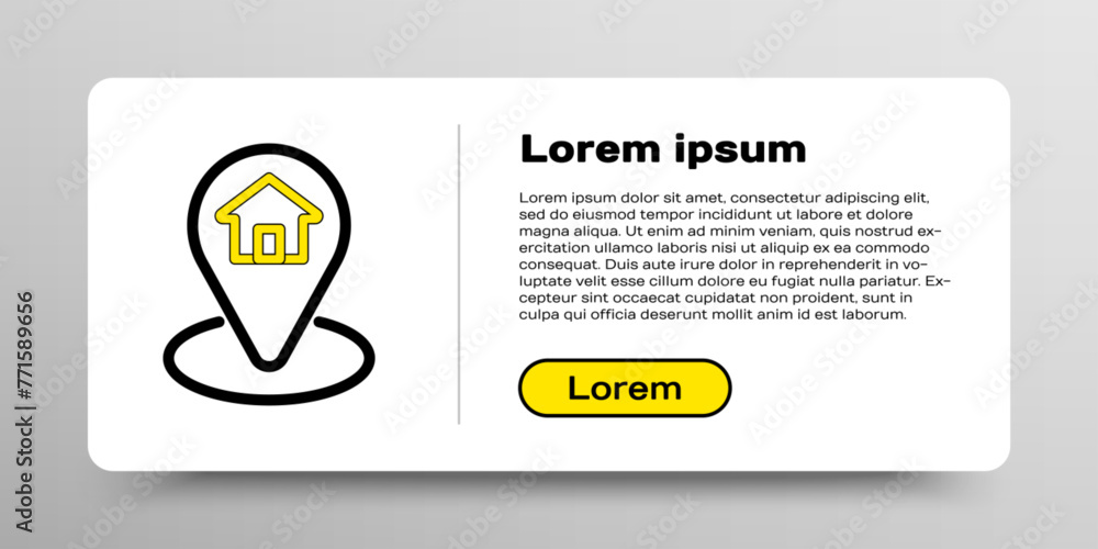 Poster line map pointer with house icon isolated on white background. home location marker symbol. colorful