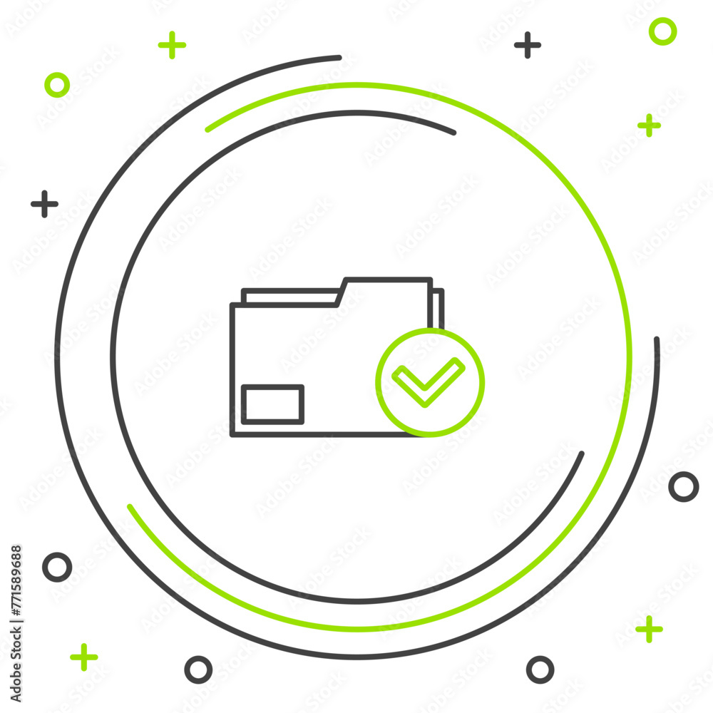Poster line document folder and check mark icon isolated on white background. checklist icon. business conc