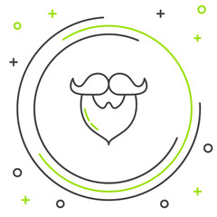 Line Mustache and beard icon isolated on white background. Barbershop symbol. Facial hair style. Colorful outline concept. Vector