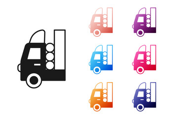 Black Gas tank for vehicle icon isolated on white background. Gas tanks are installed in a car. Set icons colorful. Vector