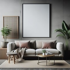 poster mockup in living room v8