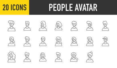 20 People avatar icons set. Containing Girl and Boy,  more vector illustration collection.