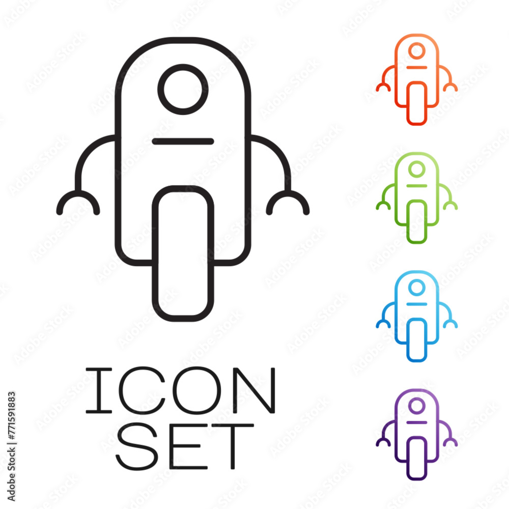 Poster black line robot icon isolated on white background. artificial intelligence, machine learning, cloud