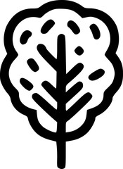 A tree with a leafy green stem. The leaf is large and has a pointed tip. The stem is thin and has a dark color