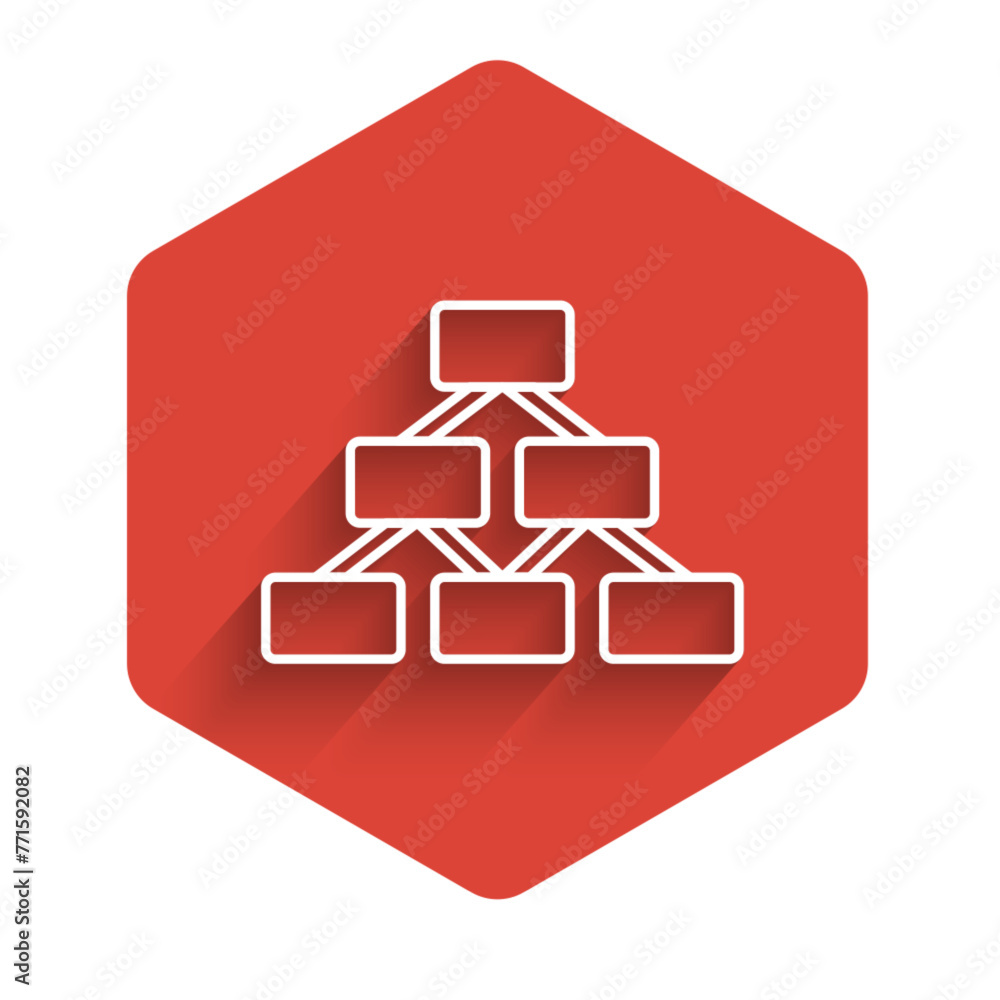 Poster white line business hierarchy organogram chart infographics icon isolated with long shadow backgroun