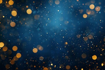 Abstract Christmas background with gold foil texture, dark blue, bokeh effect, holiday design illustration - obrazy, fototapety, plakaty