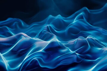 Abstract blue fluid waves, futuristic digital art background