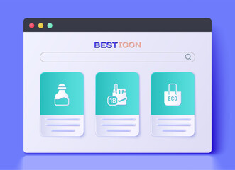 Set Cigarettes pack box, Spice in can and Shopping bag with recycle icon. Vector