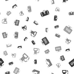 Set Gas tank for vehicle, Oil tanker ship, Word oil and Petrol gas station on seamless pattern. Vector