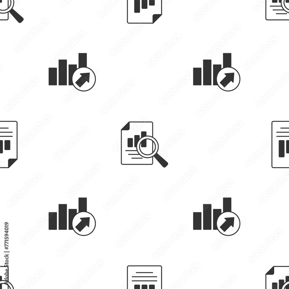 Aufkleber set document with graph chart, and financial growth on seamless pattern. vector