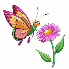 butterfly on flower vector art silhouette 