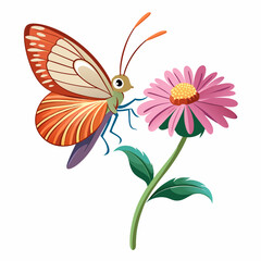 butterfly on flower vector art silhouette 