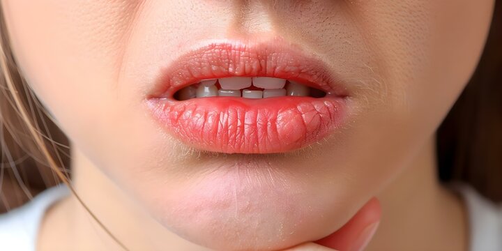 Closeup photo of a persons mouth showing a canker sore swollen gums and inflamed throat. Concept Dental Health, Oral Hygiene, Mouth Sores, Throat Inflammation, Swollen Gums