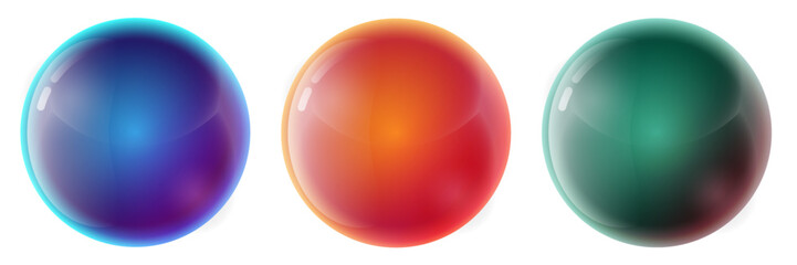 three colored balls 3d vector without background gradient - obrazy, fototapety, plakaty
