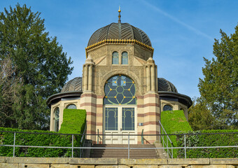 Pavilion Belvedere in Moorish style, subtropical terraces, Zoological-Botanical Garden, Wilhelma, Stuttgart, Baden-Württemberg, Germany, Europe 