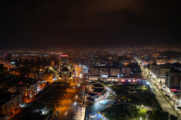Aerial view of Sanliurfa city center at night.
