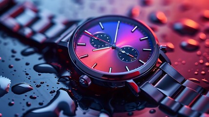 Focus on the mesmerizing depth of a fume dial watch, with its gradient hues shifting subtly in the...
