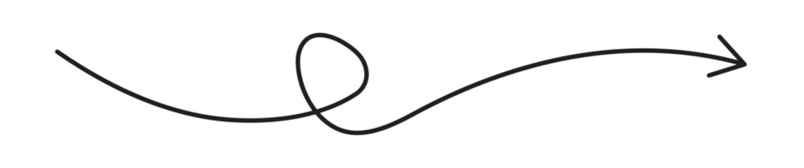 Round curl long arrow. Thin arrow curled symbol icon. Arrow swish sign. 