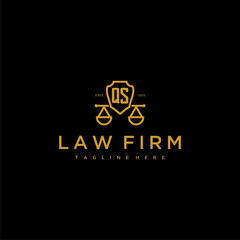 QS initial monogram for lawfirm logo with scales shield image
