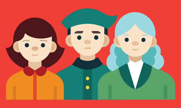Collection of people character illustration. Group of young people avatars vector illustration design