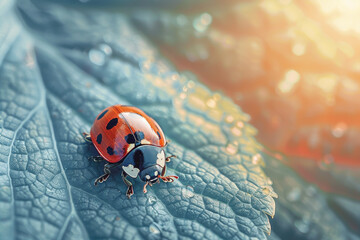 A ladybug is sitting on a leaf - Powered by Adobe