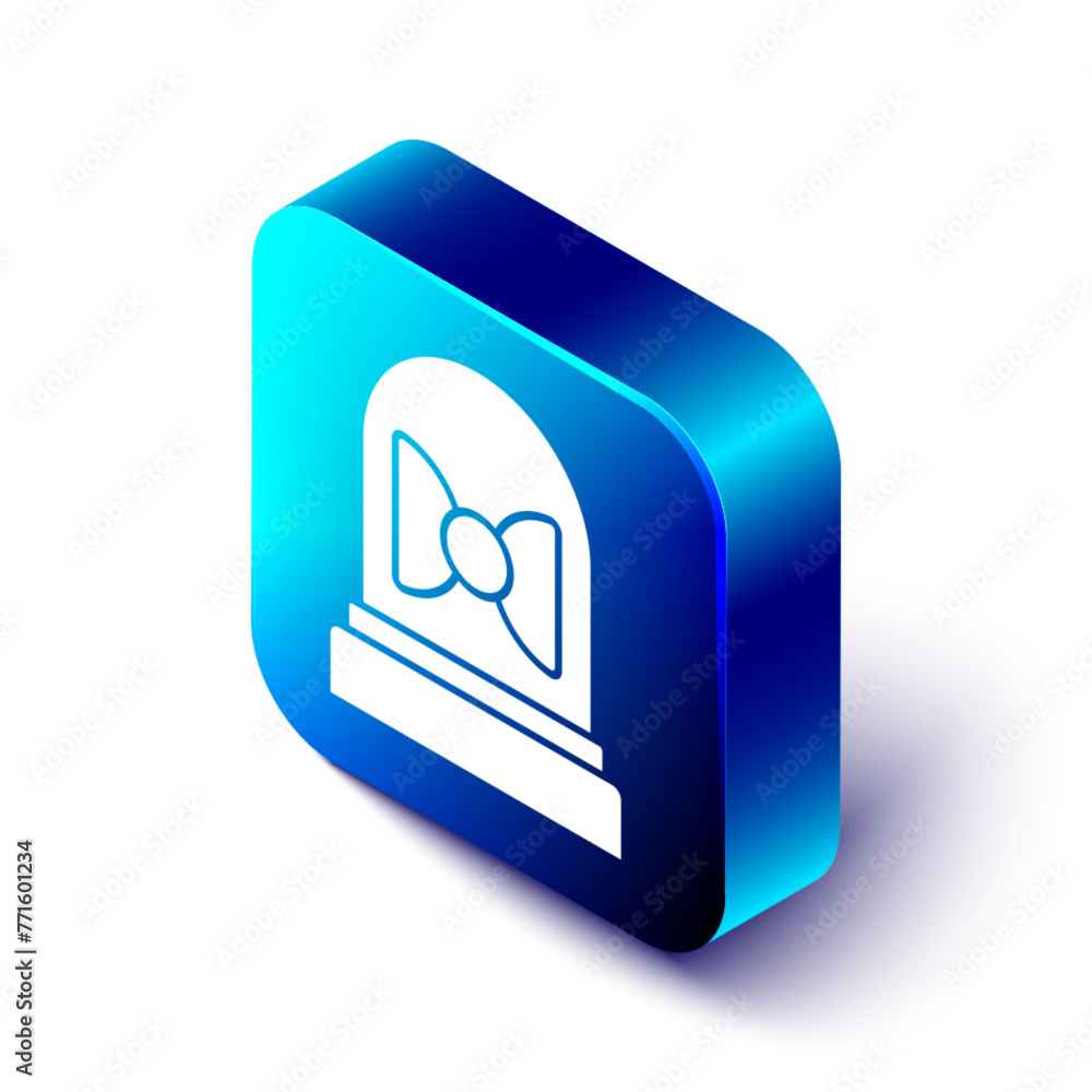 Aufkleber isometric motion sensor icon isolated on white background. blue square button. vector