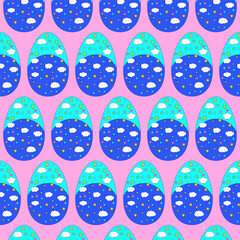 Vector easter colorful seamless pattern with decorated eggs
