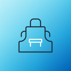 Line Kitchen apron icon isolated on blue background. Chef uniform for cooking. Colorful outline concept. Vector