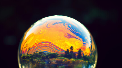 Macro shot of soap bubble hemisphere