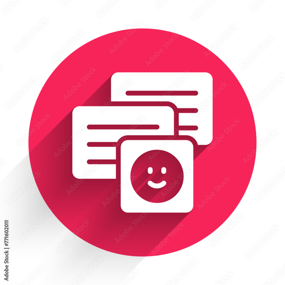 Poster white new chat messages notification on laptop icon isolated with long shadow. smartphone chatting s