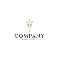Luxury gold trident logo with linear design style