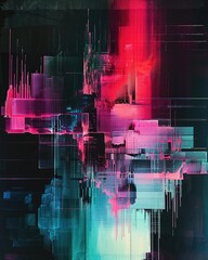 Abstract glitchy digital geometric art background