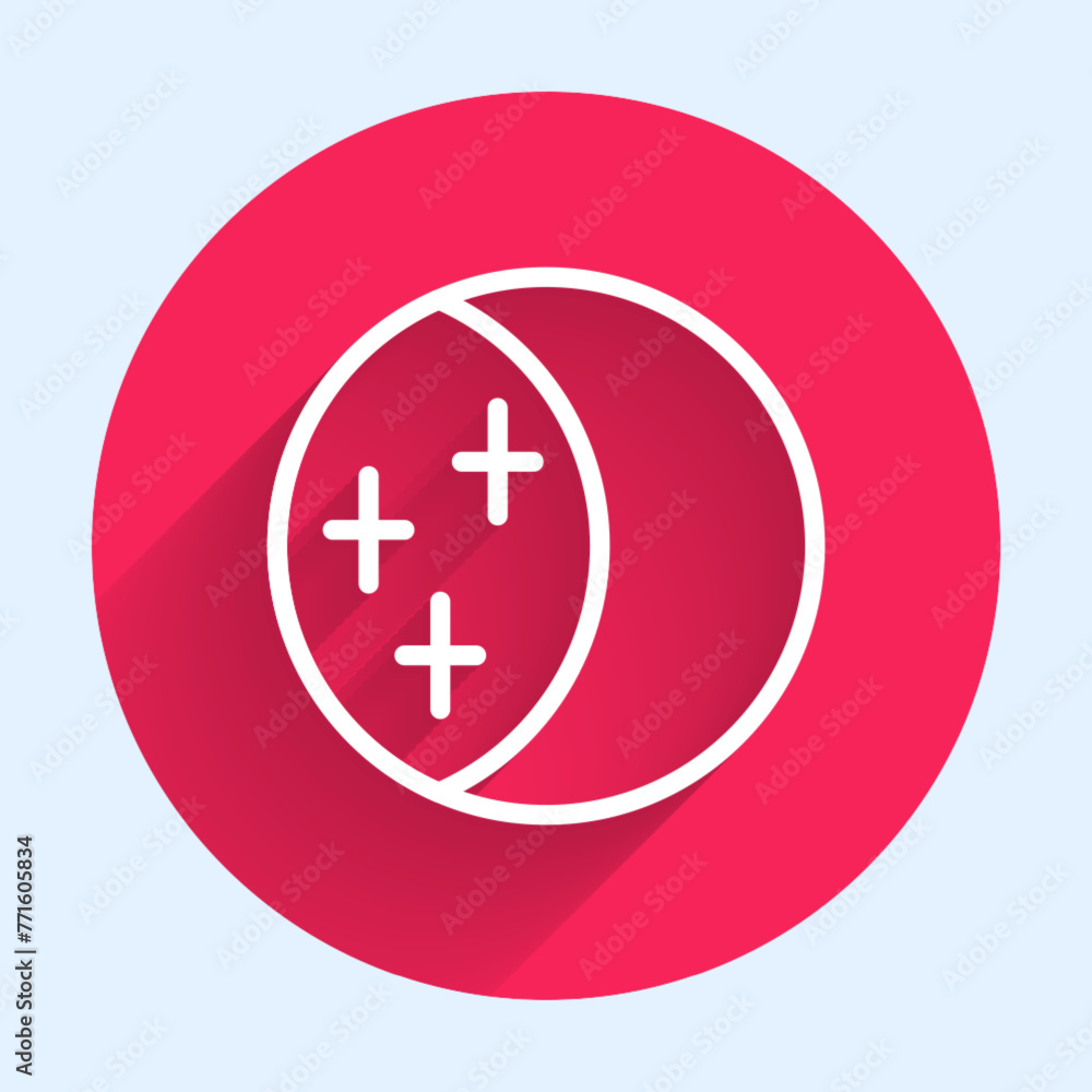 Poster white line eclipse of the sun icon isolated with long shadow background. total sonar eclipse. red ci