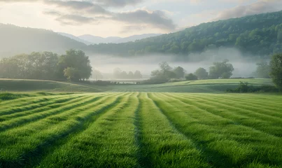Fototapeten morning mist over the field © Kinga