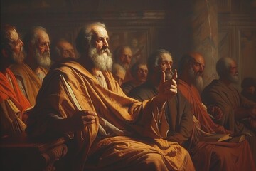Apostle Paul preaching in the synagogue to the Ephesians, Generative AI - obrazy, fototapety, plakaty