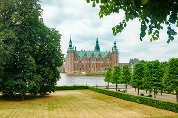 View of Frederiksborg castle in Hillerod, Denmark