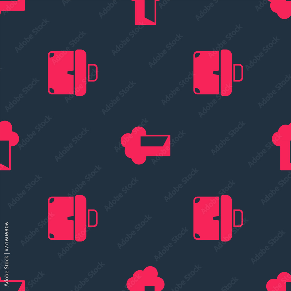 Poster set briefcase and cloud database on seamless pattern. vector