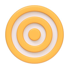 Target with yellow and white concentric circles, representing goals, focus, and accuracy isolated on white background. 3D icon, sign and symbol. Front view. 3D Render Illustration