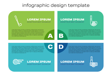 Set line Golf ball, club, with and . Business infographic template. Vector