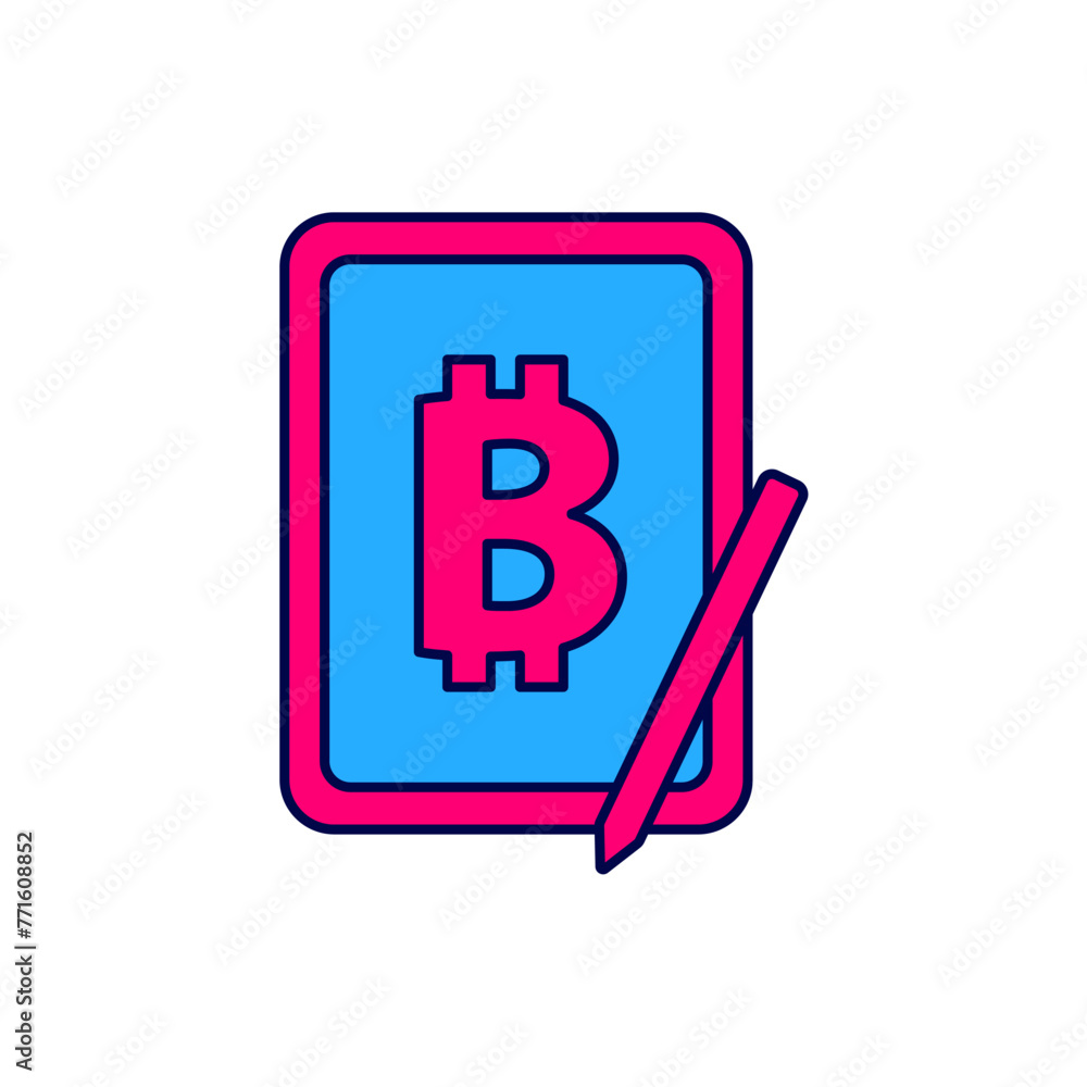 Aufkleber filled outline mining bitcoin from graphic tablet icon isolated on white background. cryptocurrency 