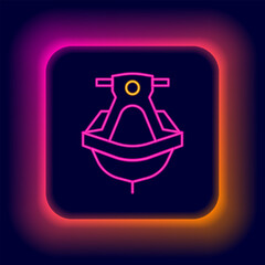 Glowing neon line Jet ski icon isolated on black background. Water scooter. Extreme sport. Colorful outline concept. Vector