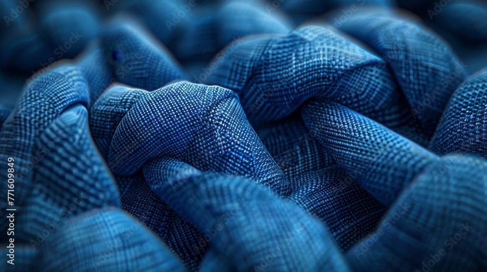Aufkleber a close up of a blue fabric with a pattern of squares. the squares are all different sizes and are a