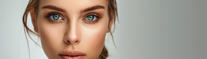 Obraz premium A beauty portrait of a woman with flawless skin and a natural look