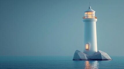 A clay-style 3D render of a lighthouse isolated on a pure solid background. - obrazy, fototapety, plakaty